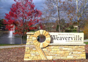 Welcome to Weaverville sign for residents needing mold testing services in the town of Weaverville.